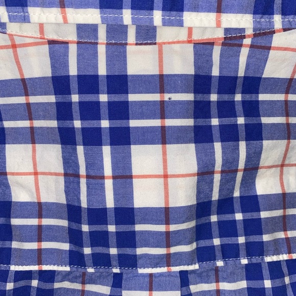 L.L. Bean LG Orange and Blue Plaid Button Down - Picture 5 of 5